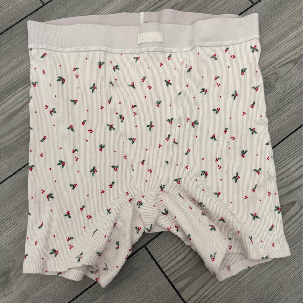 Skims Women's Cotton Rib Boxer Mistletoe Print Panties US Size Medium